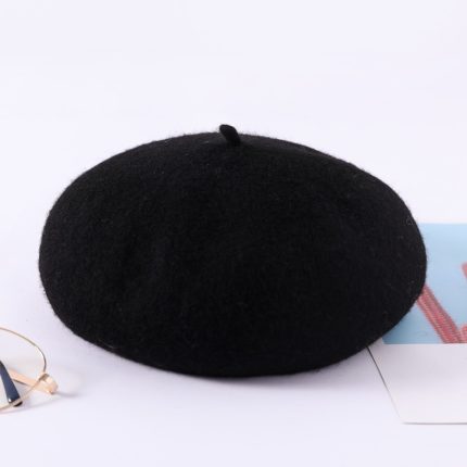 Autumn Winter Women's Korean Style Wool Beret - Retro Woolen Artist Hat for Large Head Sizes