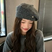 Korean Style Women's Winter Thickened Knit Beret - Versatile Warm Beanie for Large Head Sizes - Image 2