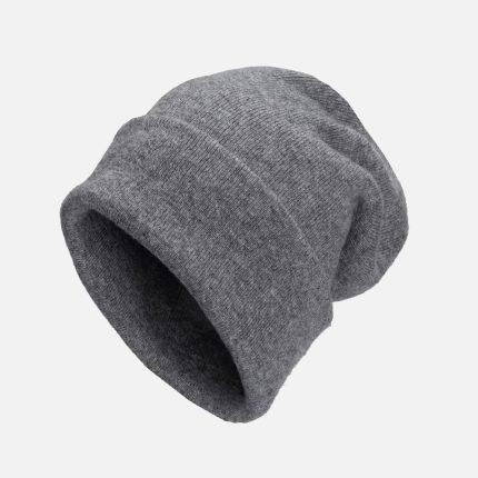 Large Head Circumference Face Slimming Cashmere Solid Color Loose Knitted Slouchy Hat, Warm Ear Protection Wool Hat, Trendy