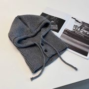 Korean Balaclava Hat for Men, Winter Warm Hat and Scarf Integrated, Couple Style Ear Protection Wool Knitted Hat