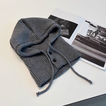Korean Balaclava Hat for Men, Winter Warm Hat and Scarf Integrated, Couple Style Ear Protection Wool Knitted Hat
