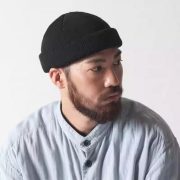 New Style Autumn Winter Japanese Style Knitted Skull Cap, Short Wool Hat, American Dandy Cold Weather Hat, Round Top Head-wrap Sailor Hat