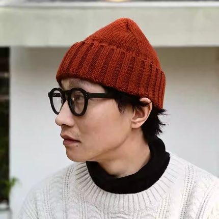 American Retro Wool Hat, Unisex Autumn Winter Warm Wool Blend Knitted Hat, Street Style Sailor Cold Weather Hat